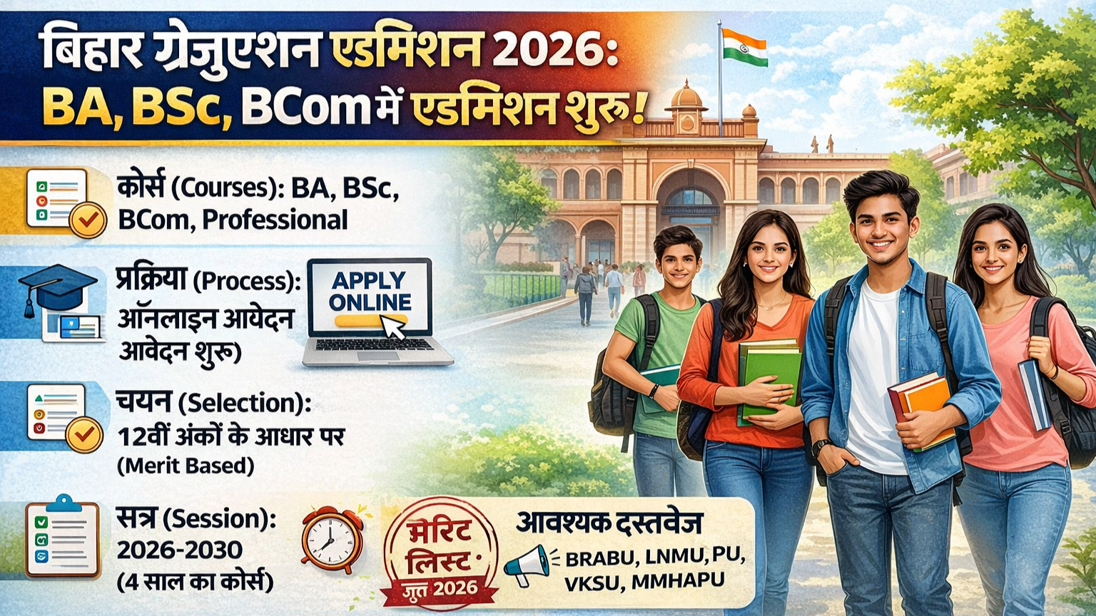 Bihar Graduation Admission 2026 Apply Online - BA, BSc, BCom Admission Start